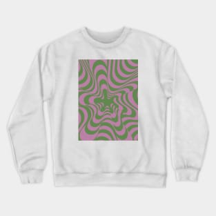 Abstract Groovy Retro Liquid-Swirl Green Purple Pattern Crewneck Sweatshirt